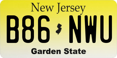 NJ license plate B86NWU