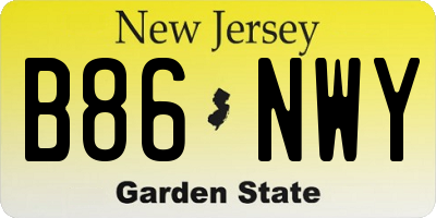 NJ license plate B86NWY