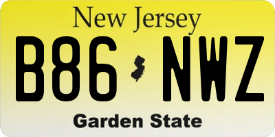 NJ license plate B86NWZ