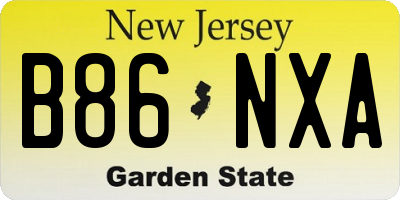 NJ license plate B86NXA