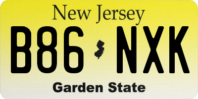 NJ license plate B86NXK