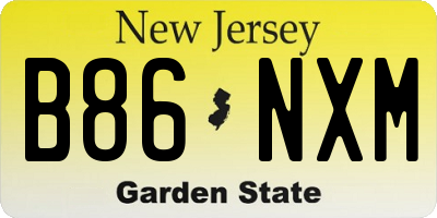 NJ license plate B86NXM