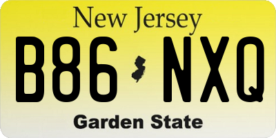 NJ license plate B86NXQ