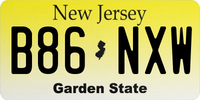NJ license plate B86NXW