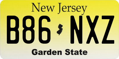 NJ license plate B86NXZ