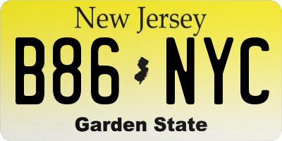 NJ license plate B86NYC