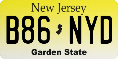 NJ license plate B86NYD