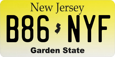 NJ license plate B86NYF