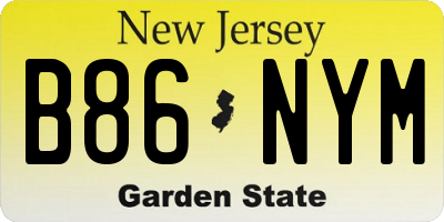 NJ license plate B86NYM
