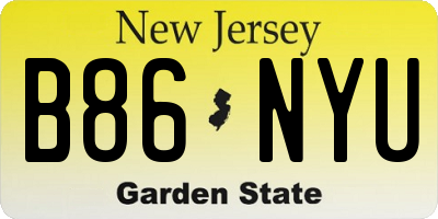 NJ license plate B86NYU