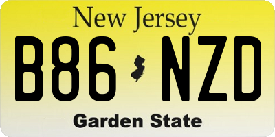 NJ license plate B86NZD