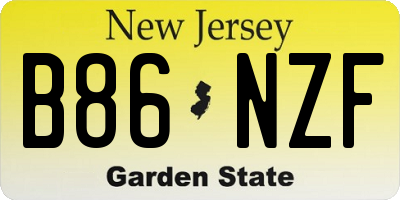 NJ license plate B86NZF