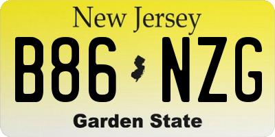 NJ license plate B86NZG