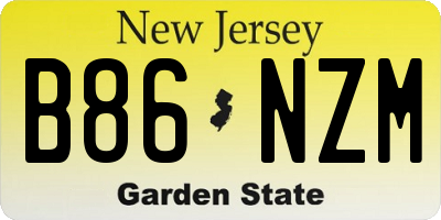 NJ license plate B86NZM