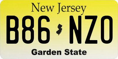 NJ license plate B86NZO