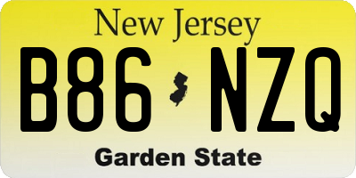NJ license plate B86NZQ