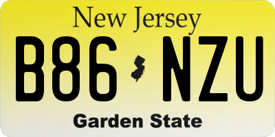 NJ license plate B86NZU