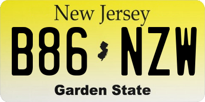 NJ license plate B86NZW
