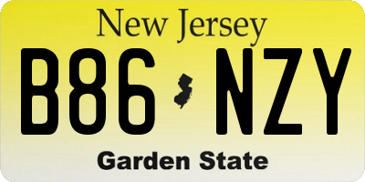 NJ license plate B86NZY