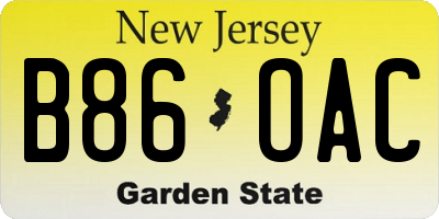 NJ license plate B86OAC