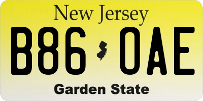 NJ license plate B86OAE