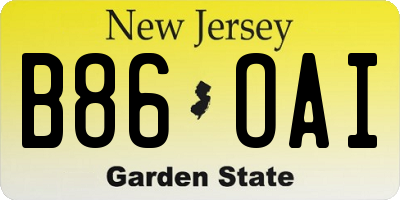 NJ license plate B86OAI