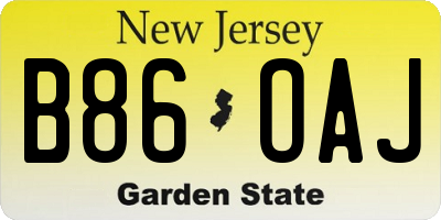 NJ license plate B86OAJ
