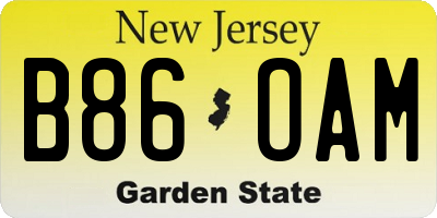 NJ license plate B86OAM