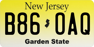 NJ license plate B86OAQ