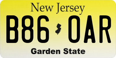 NJ license plate B86OAR