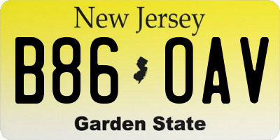 NJ license plate B86OAV