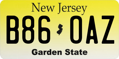 NJ license plate B86OAZ
