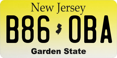 NJ license plate B86OBA