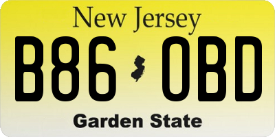 NJ license plate B86OBD