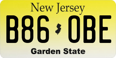 NJ license plate B86OBE