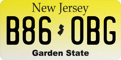NJ license plate B86OBG