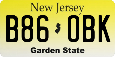 NJ license plate B86OBK