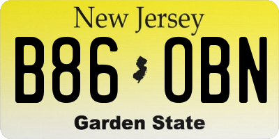 NJ license plate B86OBN