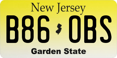 NJ license plate B86OBS