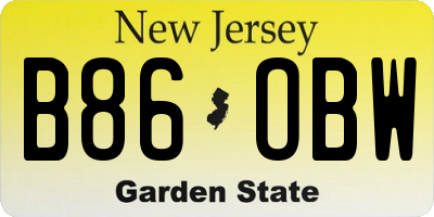 NJ license plate B86OBW