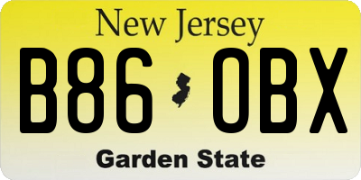 NJ license plate B86OBX