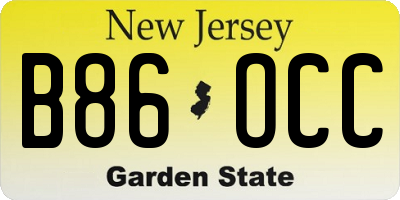 NJ license plate B86OCC