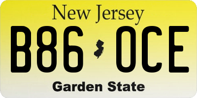 NJ license plate B86OCE