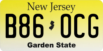 NJ license plate B86OCG