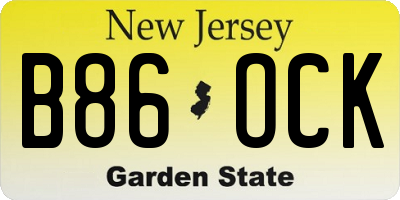 NJ license plate B86OCK