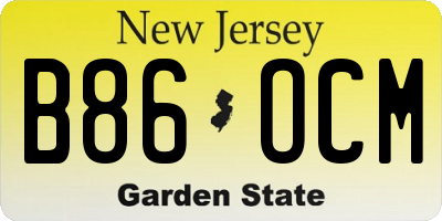 NJ license plate B86OCM
