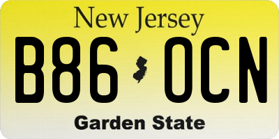 NJ license plate B86OCN