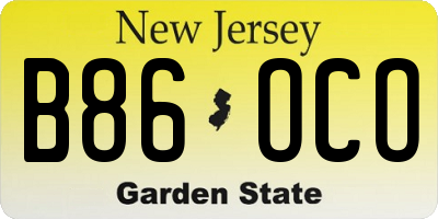 NJ license plate B86OCO