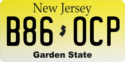 NJ license plate B86OCP