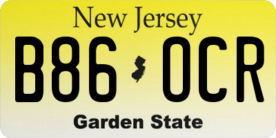 NJ license plate B86OCR